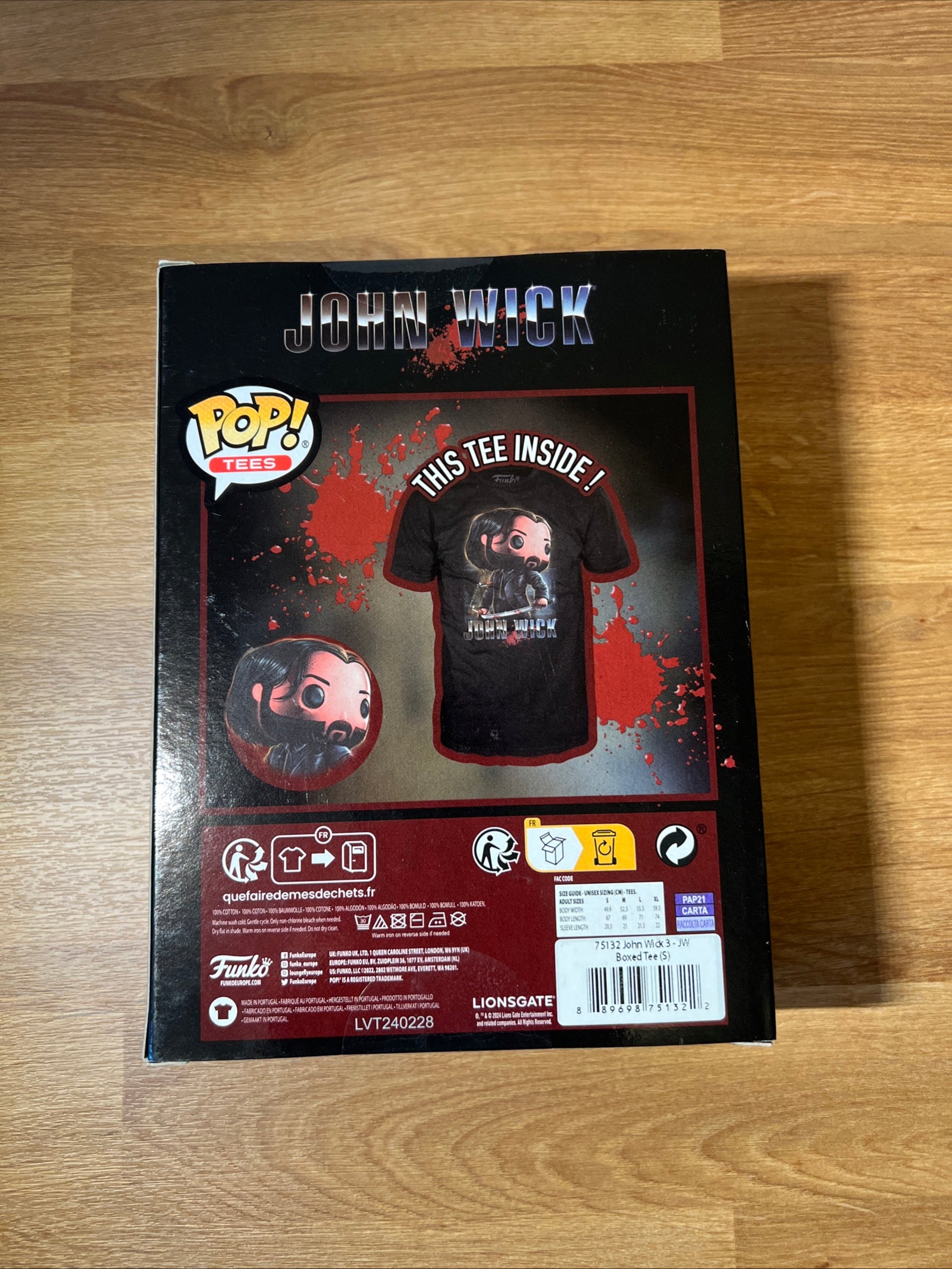 Funko Pop Tees John Wick - Size S - Sealed